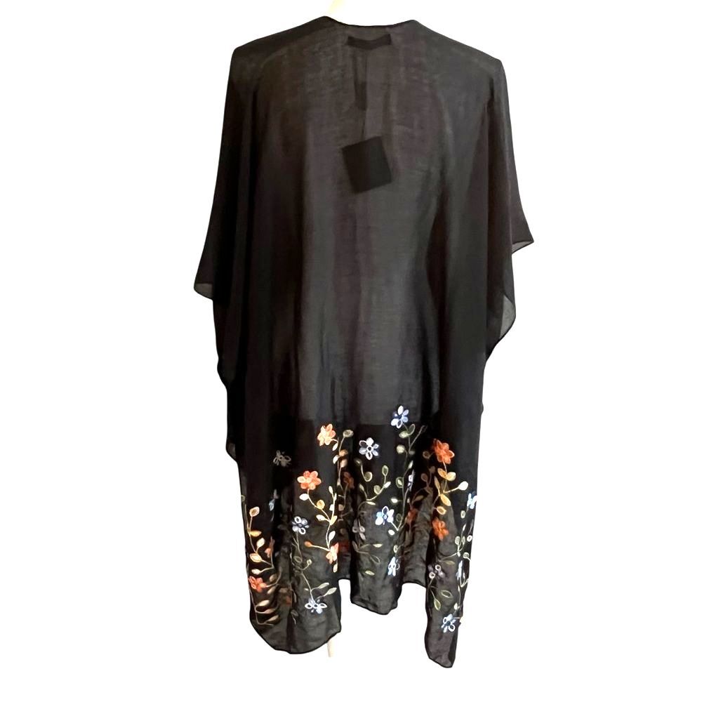 Do Everything In Love Womens Boho Floral Embroidered Kimono Top OS Whimsigoth - Picture 2 of 7